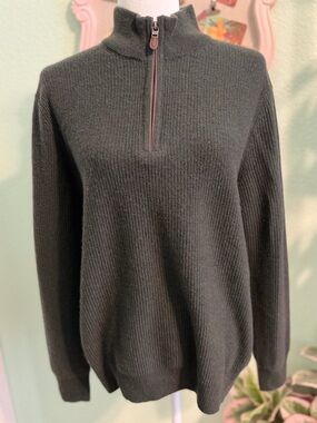 Vineyard Vines Men's Olive Quarter-Zip 100% Cashmere Sweater NWT
